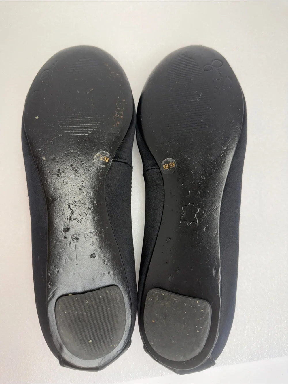 JESSICA SIMPSON Lepolia Black Satin Jeweled Rhinestone Ballet Flats Women’s 8